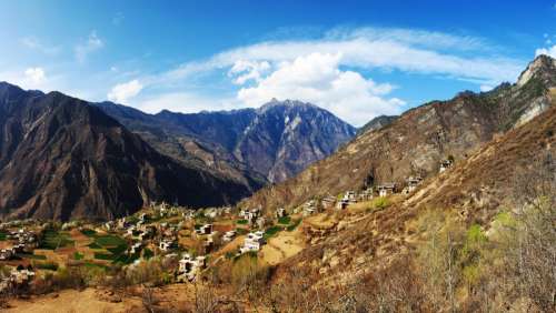 Landscape and Town of Cangzhai in Sichuan, China free photo