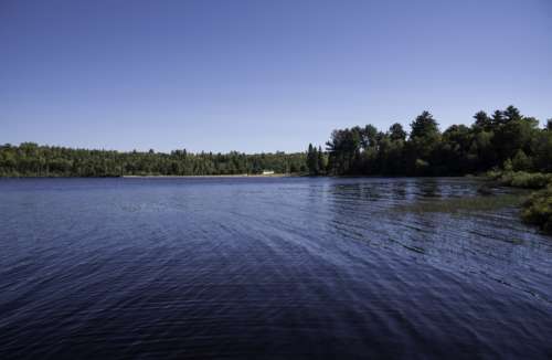 Landscape and water across lake Michigamme at Van Riper State Park, Michigan free photo