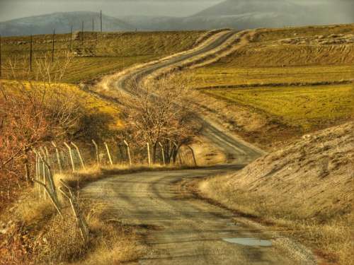 Landscape of Fields and scenery near Ankara, Turkey free photo