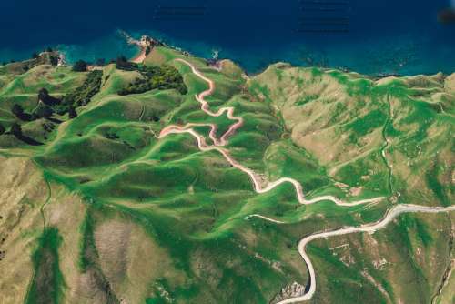 Landscape of roads and hills on New Zealand free photo