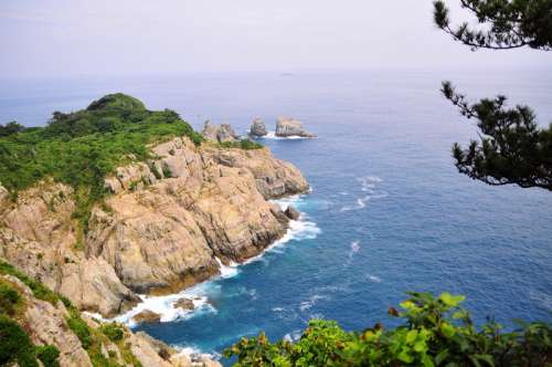 Landscape of the coast in South Korea free photo