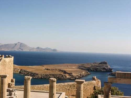 Landscape of the coast with ruins in Cyprus free photo