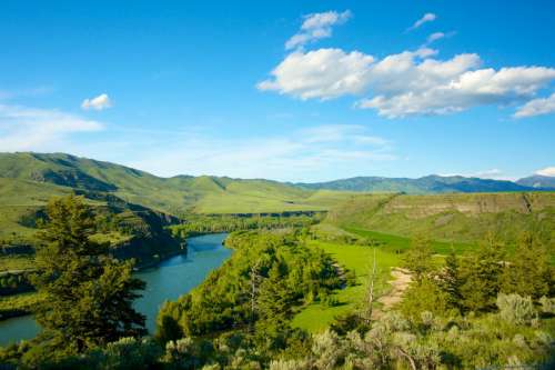 Landscape of the Green Wooded River Valley, Idaho free photo