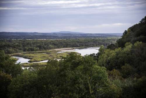 Landscape of the river and valley at Ferry Bluff, Wisconsin free photo