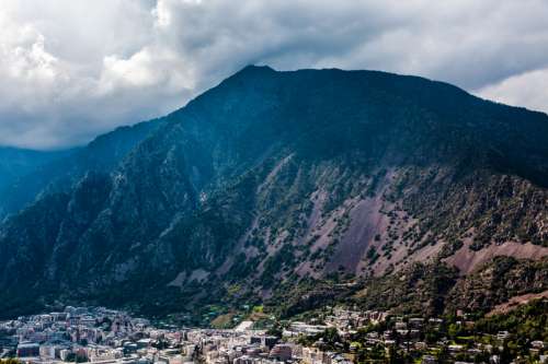 Landscape of the town of Andorre in the French Pyrenees  free photo