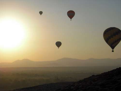 Landscape view from hot air Balloons in Teohithuacan, Mexico free photo