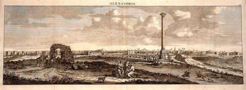 Landscape view of Pompey's Pillar in 1681 in Alexandria, Egypt free photo
