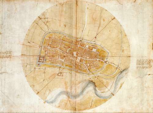 Leonardo da Vinci's map of Imola, Italy in 1502 free photo