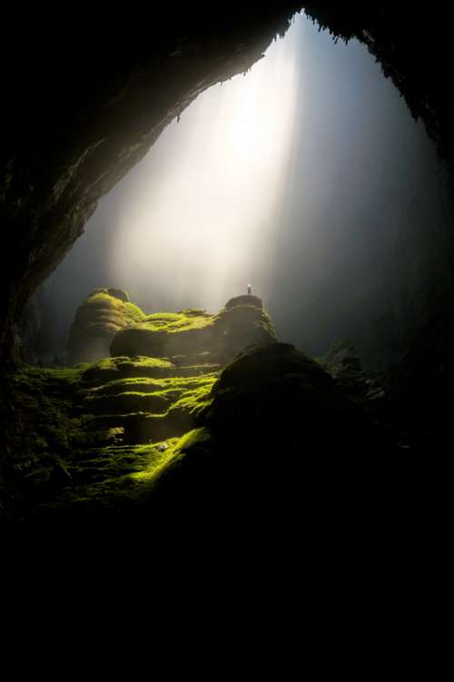 Light shining through on a cave in Vietnam free photo