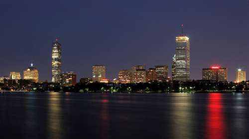 Lighted up City of Boston, Massachusetts, at Night free photo