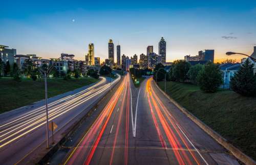 Lights and traffic on the roadways in Atlanta, Georgia free photo