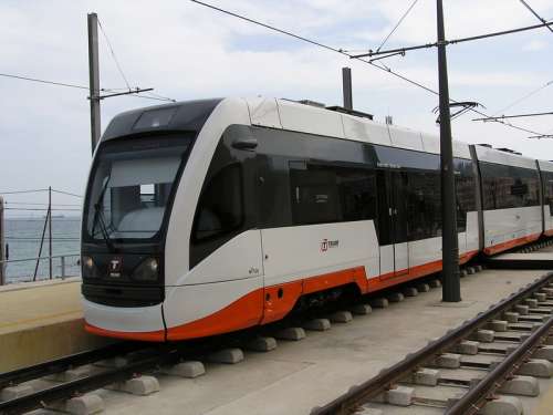 Line L1 Alicante Tram near Sangueta stop in Spain free photo