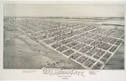 Lithograph of Oklahoma City from 1890 free photo