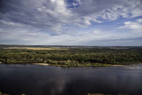 Looking across the Wisconsin River at Ferry Bluff free photo