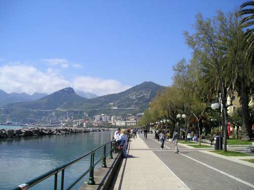 Lungomare Trieste promenade in Salerno, Italy free photo