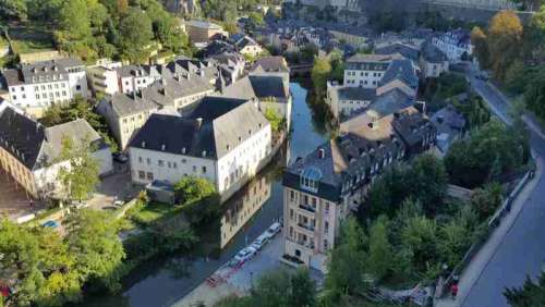 Luxembourg city view with houses and buildings free photo