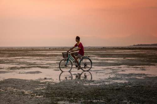 Man on Bicycle in Indonesia free photo