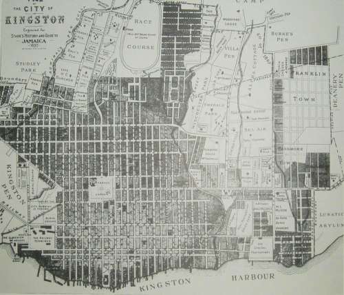Map of Kingston 1897 in Jamaica free photo