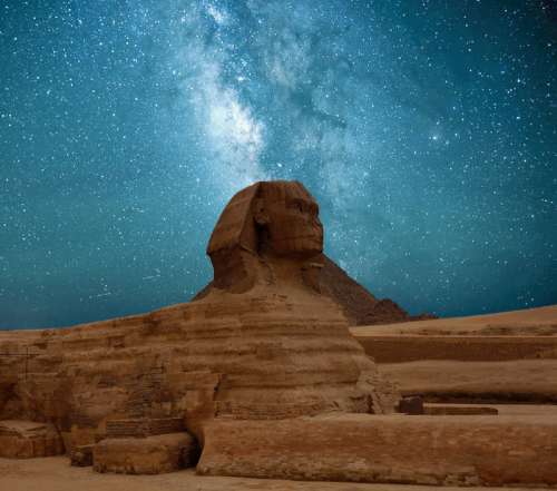 Milky Way Galaxy over the Sphinx in Giza, Egypt free photo