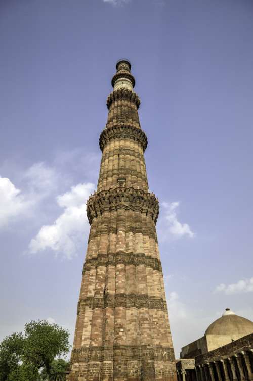 Minaret tower in Delhi, India free photo