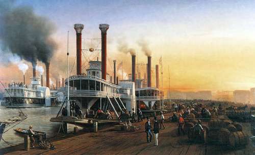 Mississippi River steamboats at New Orleans, 1853. free photo