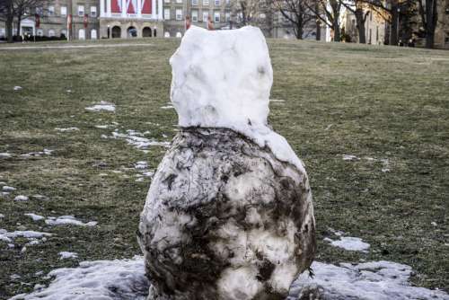 Mostly melted snowman in Madison, Wisconsin free photo