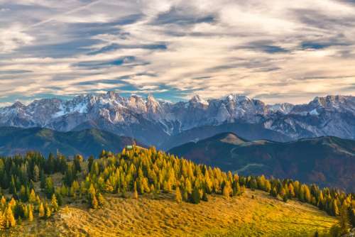 Mountain tops in the distance in the Alps in Austria free photo