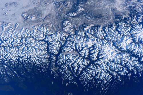 Mountains flyover on the International Space Station in British Columbia, Canada free photo