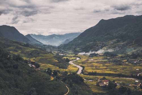 Mountains, river, landscape, and valley in Vietnam free photo