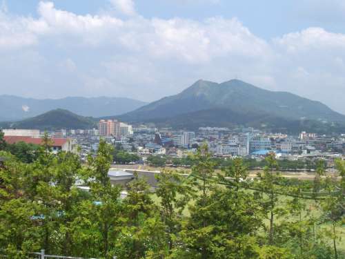 Namwon Landscape and Cityscape with Mountains in South Korea free photo