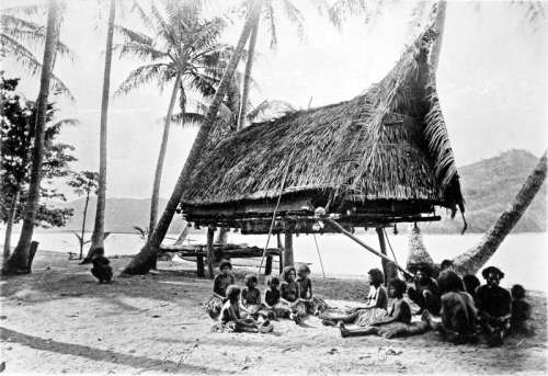 Natives at Mairy Pass in New Guinea in 1885 free photo