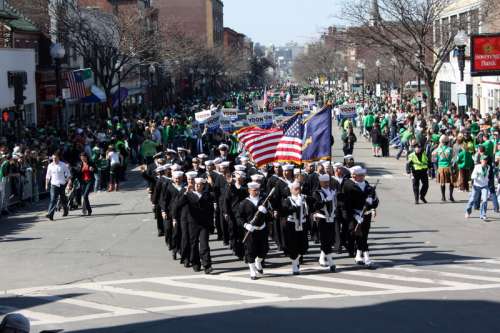 Navy Marching in St Patrick day's Parade in Boston Massachusetts free photo