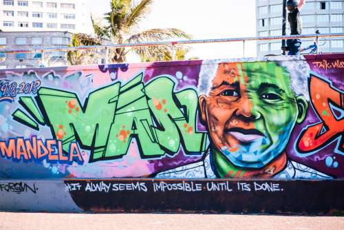 Nelson Mandela Graffiti on wall free photo