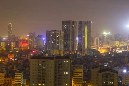 Night Cityscape in Hanoi, Vietnam free photo