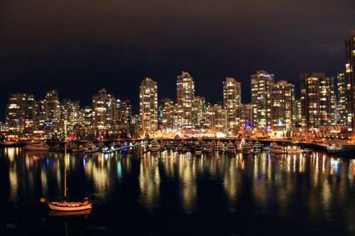 Night Skyline across the water in Vancouver, British Columbia, Canada free photo