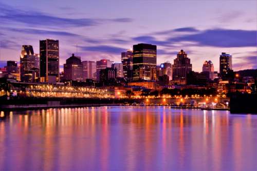 Night Time Skyline across the water in Montreal, Quebec, Canada free photo