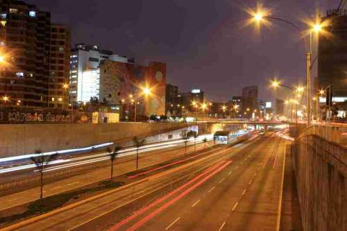 Night Time Cityscape with lights and highway in Lima, Peru free photo