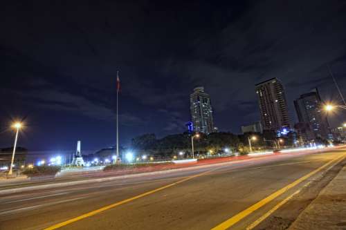 Night time Lights on the road in Manila, Philippines  free photo