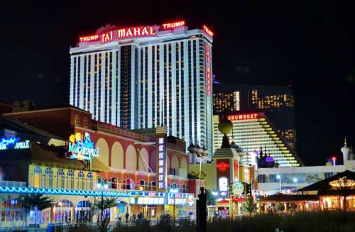 Night towers in streets of Atlantic City, New Jersey free photo