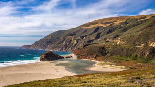 Oceanside landscape with sky in Big Sur, California free photo