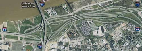 Overhead view of the Kennedy Interchange in Louisville, Kentucky free photo
