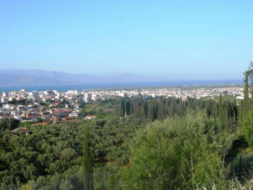 Overlook of the town of Aigio, Greece free photo