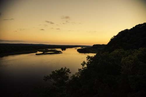 Overlook of the Wisconsin River Valley at Ferry Bluff at Dusk free photo