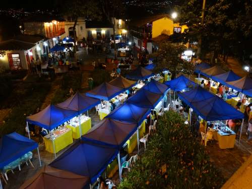 Paisa Town at night in Medellin, Columbia free photo