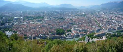 Pano Grenoble cityscape in France free photo