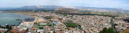 Panorama of modern Nafplion in Greece free photo
