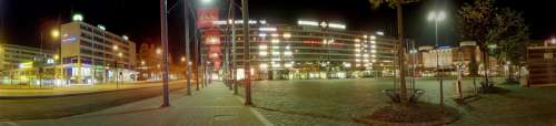Panorama of the Town Square at night in Vaasa, Finland free photo