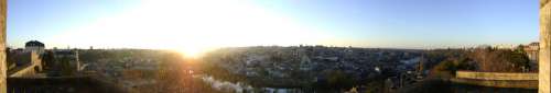 Panoramic view of Poitiers at sunset in France free photo