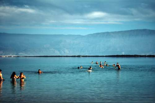 People Bathing in the Dead Sea, Israel free photo