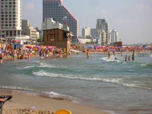People on Tel-Aviv Beach in Israel free photo